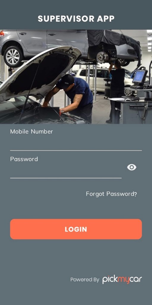 Supervisor App login screen on mobile